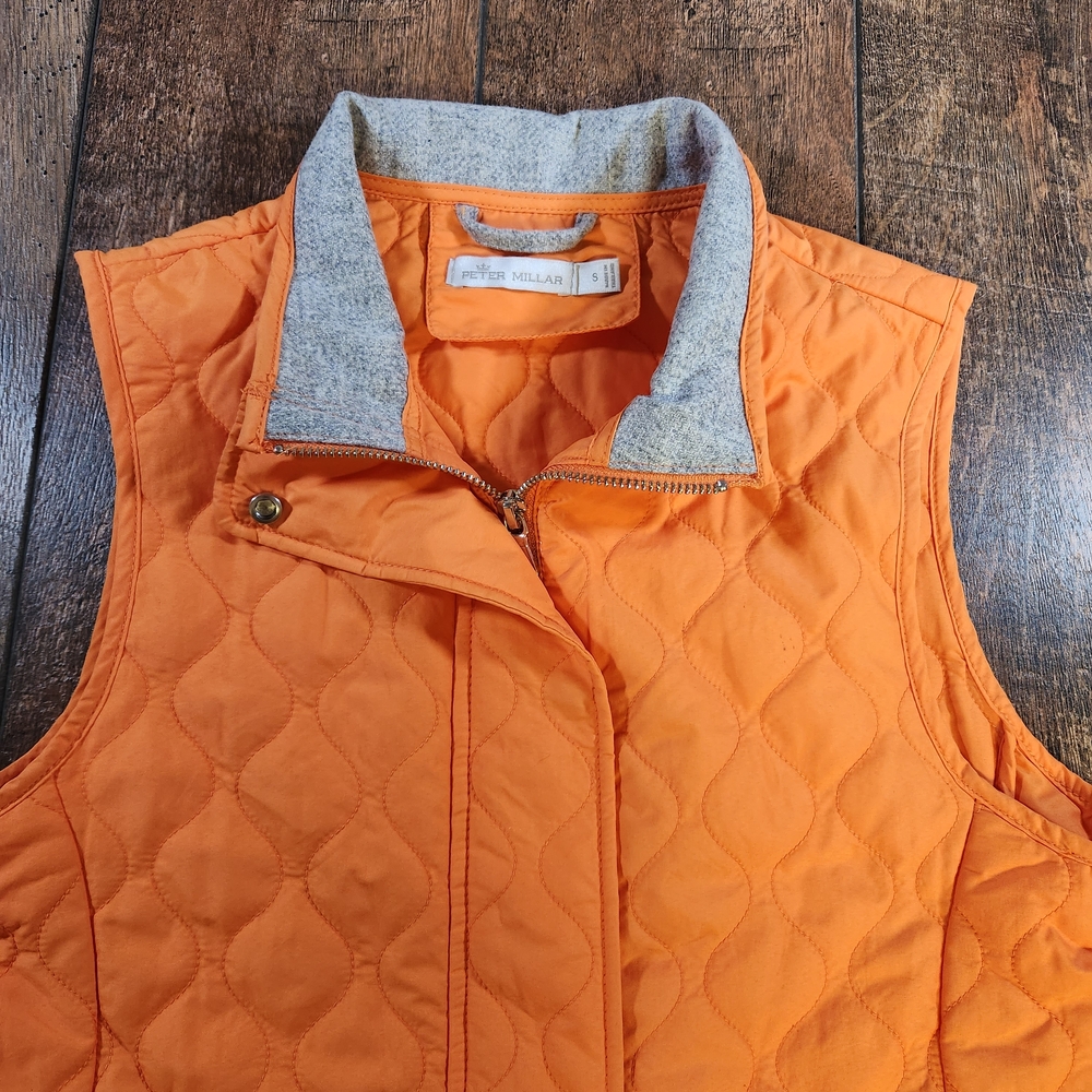 Peter Millar Addison Vest Women Small Orange Quilted Wind Resistant Golf Sports - Picture 2 of 10